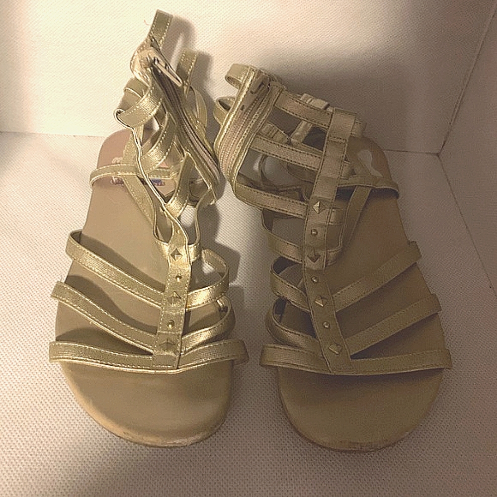 Descendants Disney Gold Ankle Sandals Zipper- Girls 5